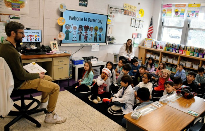 Many parents or relatives of Cherry Lane students and staff attended the event to read to students and share insights about their careers.