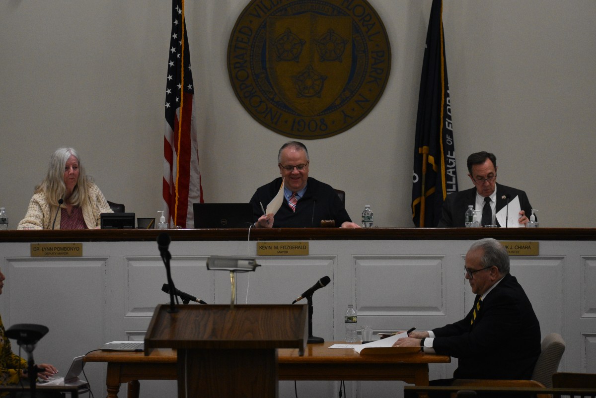 Floral Park trustees at the recent village board meeting.