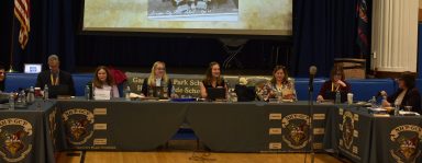 The New Hyde Park-Garden City Park School board at a previous meeting.