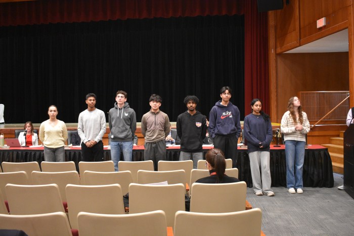 Students were honored for athletic performance at the East Williston school board meeting. 