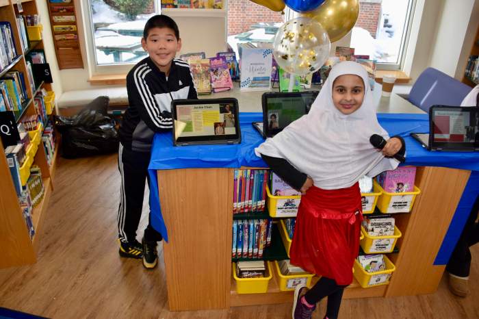 Students researched historical people.