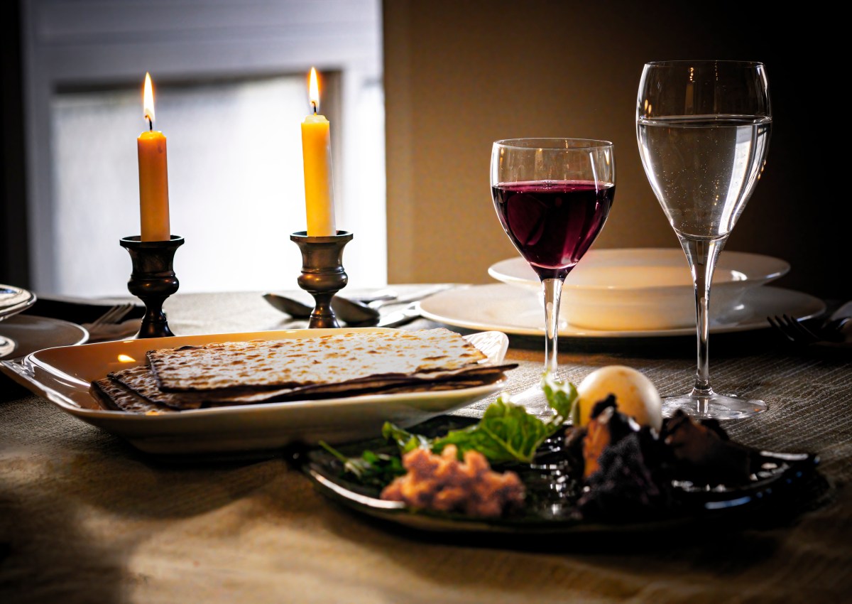 Passover Seder table in soft, warm light