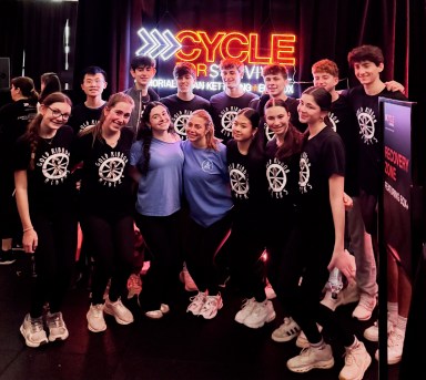 The Gold Ribbon Riders joined the “Cycle for Survival” fundraiser at Equinox in Woodbury in support of pediatric cancer research.