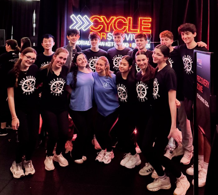 The Gold Ribbon Riders joined the “Cycle for Survival” fundraiser at Equinox in Woodbury in support of pediatric cancer research.