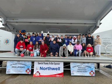 North Hempstead Town Supervisor Jennifer DeSena, members of the Special Olympics of New York and the members of the The Manhasset High School Unified Sports Team at the 2026 North Hempstead Polar Plunge.