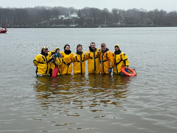 First responders were in the water ensuring the safety of the participants. 
