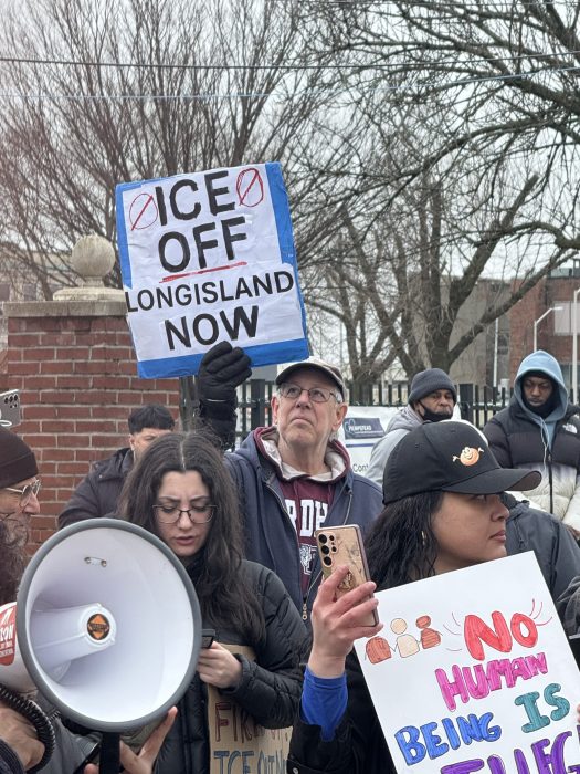Protestors held up signs in Hempstead.