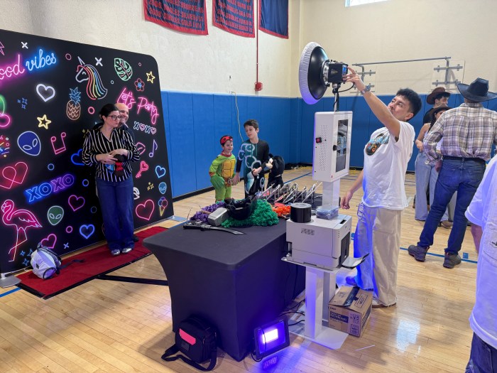A photo station was set up to photograph people in their costumes.