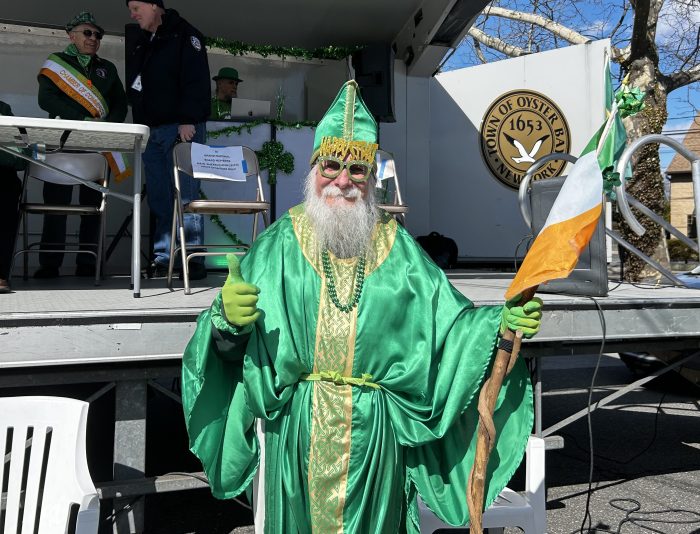 Andy Kuzma dressed as St. Patrick.