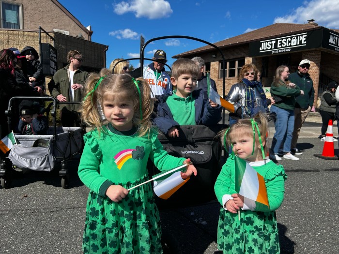 Parade-goers at the Massapequa St. Patrick's Day Parade.
