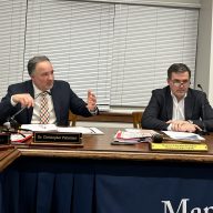 Manhasset Public Schools Superintendent Christopher Pellittieri (L.) and board of education President Ted Post (R.)
