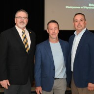 Image 1 Cover pic Massapequa School District Athletic Director Matt McLees Michael Fay Founder of With Purpose Brian Rath Massapequa High School Chairperson of Athletics Photo by Ed Shin