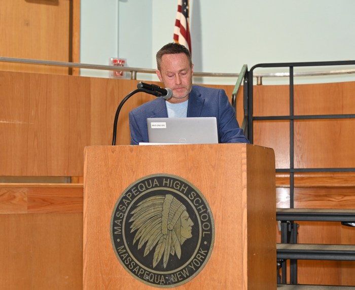 Image 3 Michael Fay delivering a message of purpose to the students at Massapequa High School