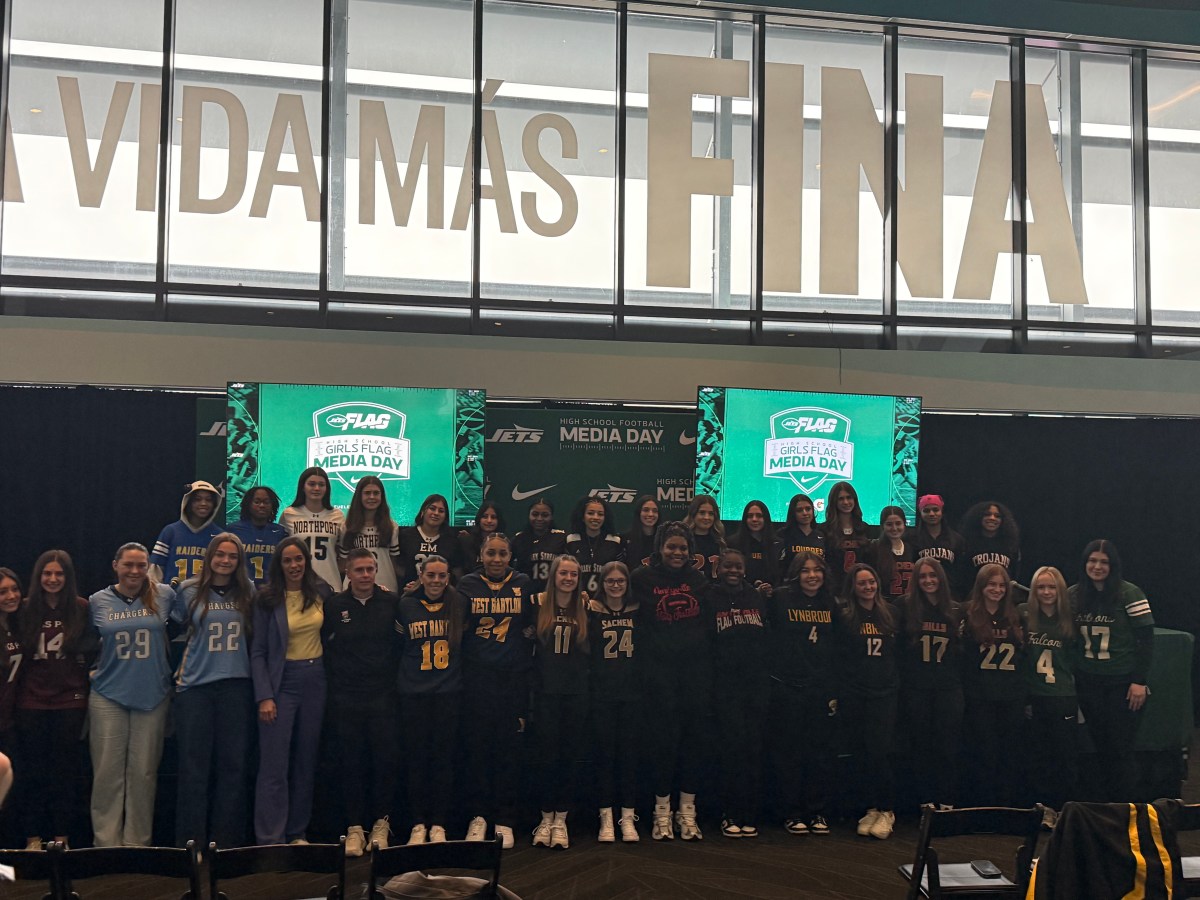 Morgan Sullivan, Sophia Georgiopoulos and Michael Gilbert joined members of over 100 other girls flag football programs from New York and New Jersey.