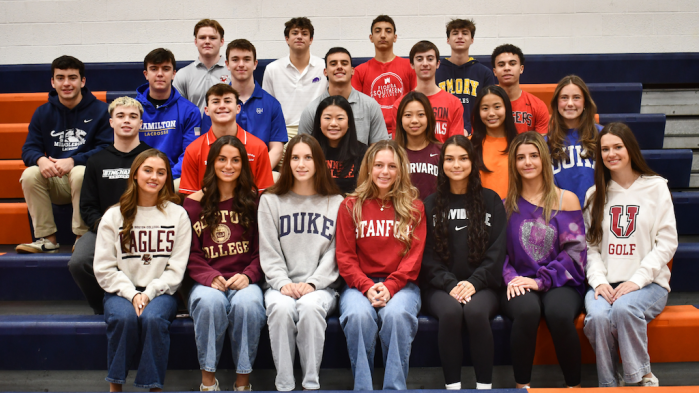Twenty-four Manhasset High School student-athletes made their postsecondary plans official on March 6 during the school’s annual Athletics Signing Day.