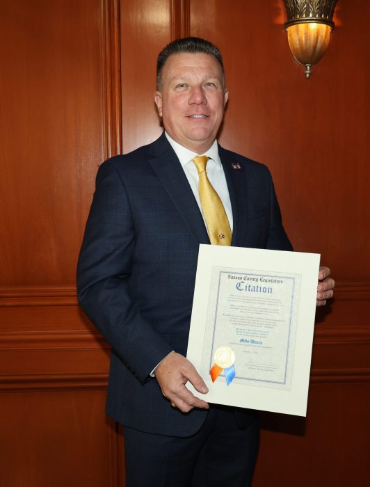 Chief Fire Marshal Michael Uttaro was honored by the Building Inspectors Association of Nassau County.