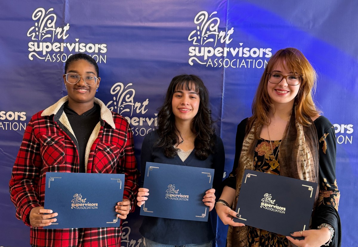 Sewanhaka Central High School District’s ASA Scholarship Recipients, from left, Elmont Memorial High School senior Clara Pelissier, Sewanhaka High School senior Marissa Ramirez and H. Frank Carey High School senior Chloe Urban.