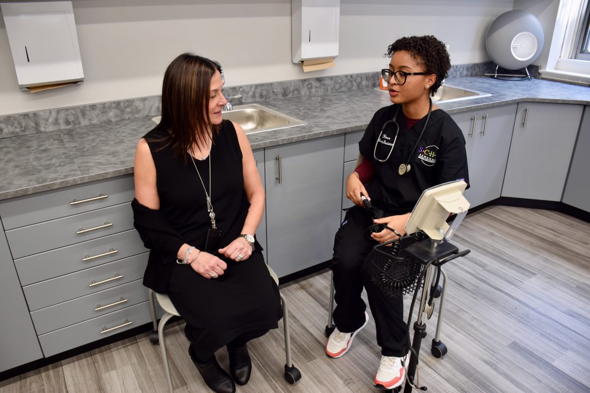 Sewanhaka Central High School District’s Medical Assisting II students provided free blood pressure screenings to Superintendent Regina Agrusa and Sewanhaka High School staff and faculty.