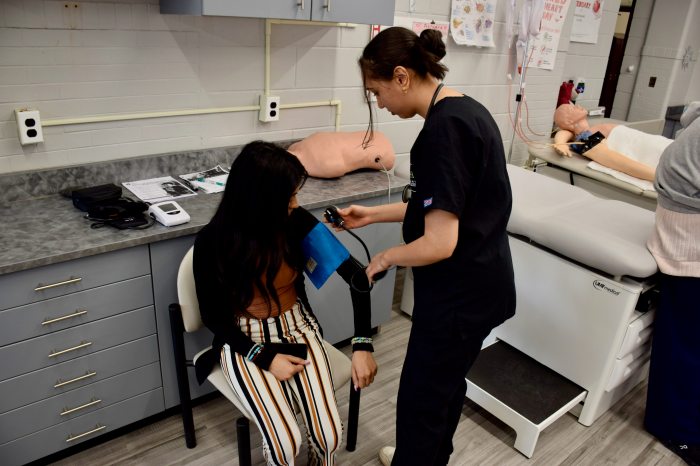 Students learned about blood pressure screenings.