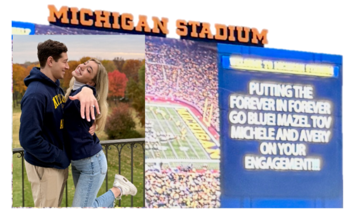 Syosset native’s engagement featured on jumbotron at UM football stadium