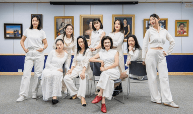 Nine women artists are featured in the “Between Us” exhibit showing at Jericho Library until March 30.