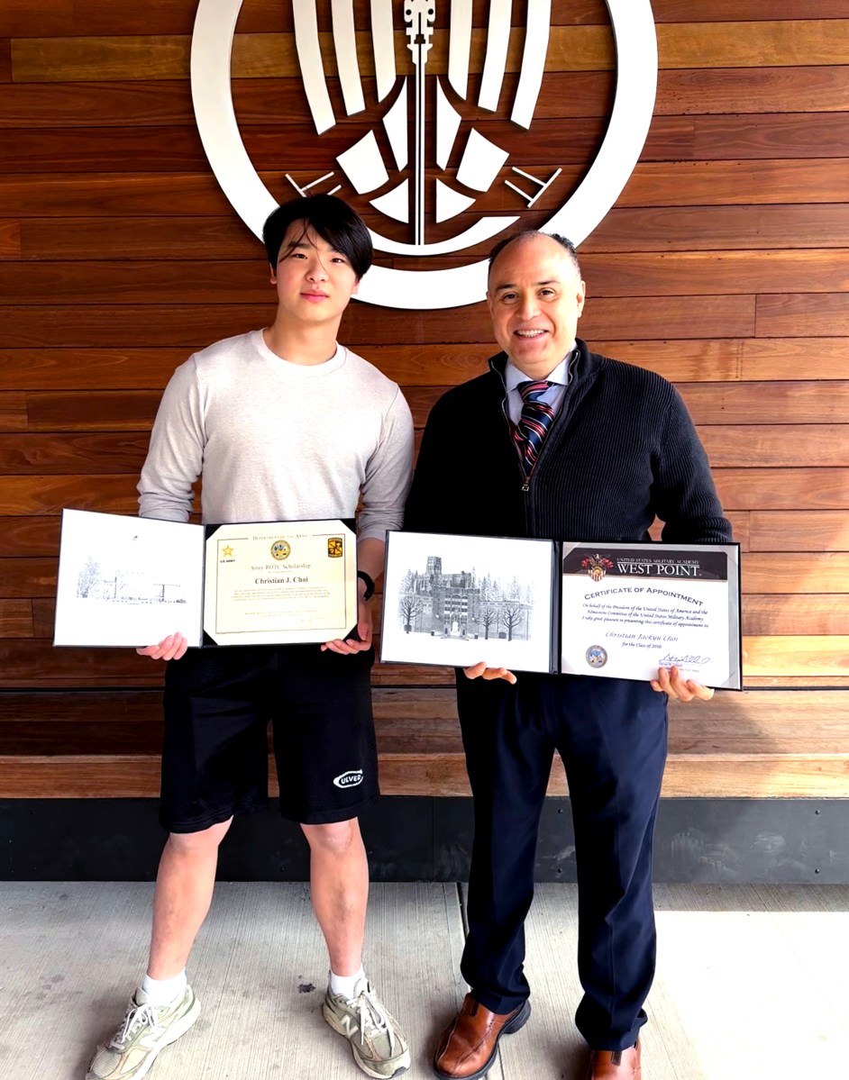 North Shore student Christian Choi (L.) was accepted to West Point.