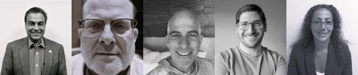 Saddle Rock Mayor Dan Levy, Trustee Hal Chadow, Trustee Robert Kraus, Trustee Alex Kishinevsky, and Village Justice Julia Gavriel (L. to R.)