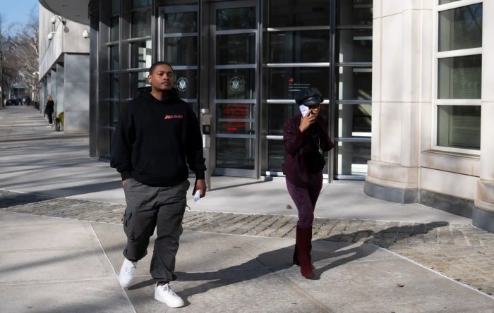 Former rookie NYPD Officer Justin McMillan leaves Brooklyn federal court. The cop is facing civil rights charges for allegedly groping a woman while on duty.